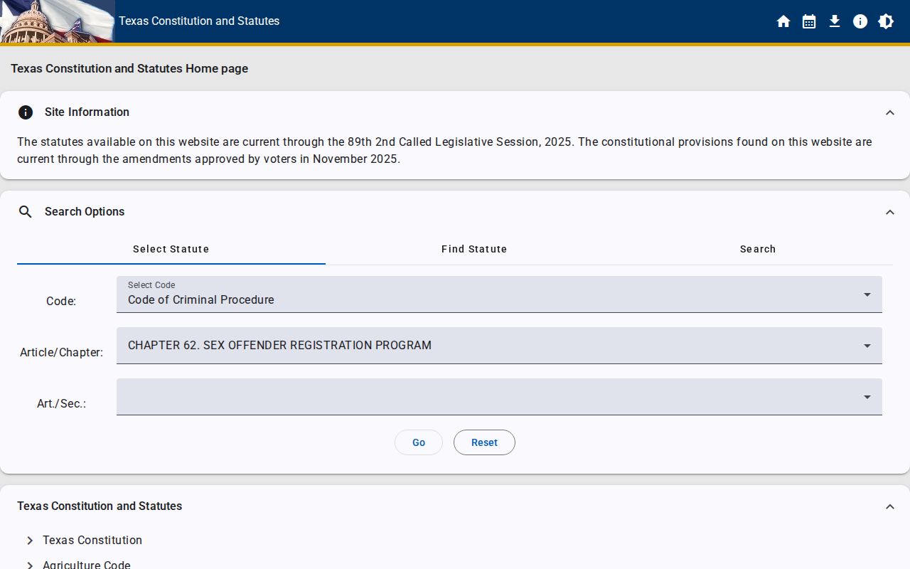 Irion County sex offender registry duties in Texas Code of Criminal Procedure Chapter 62