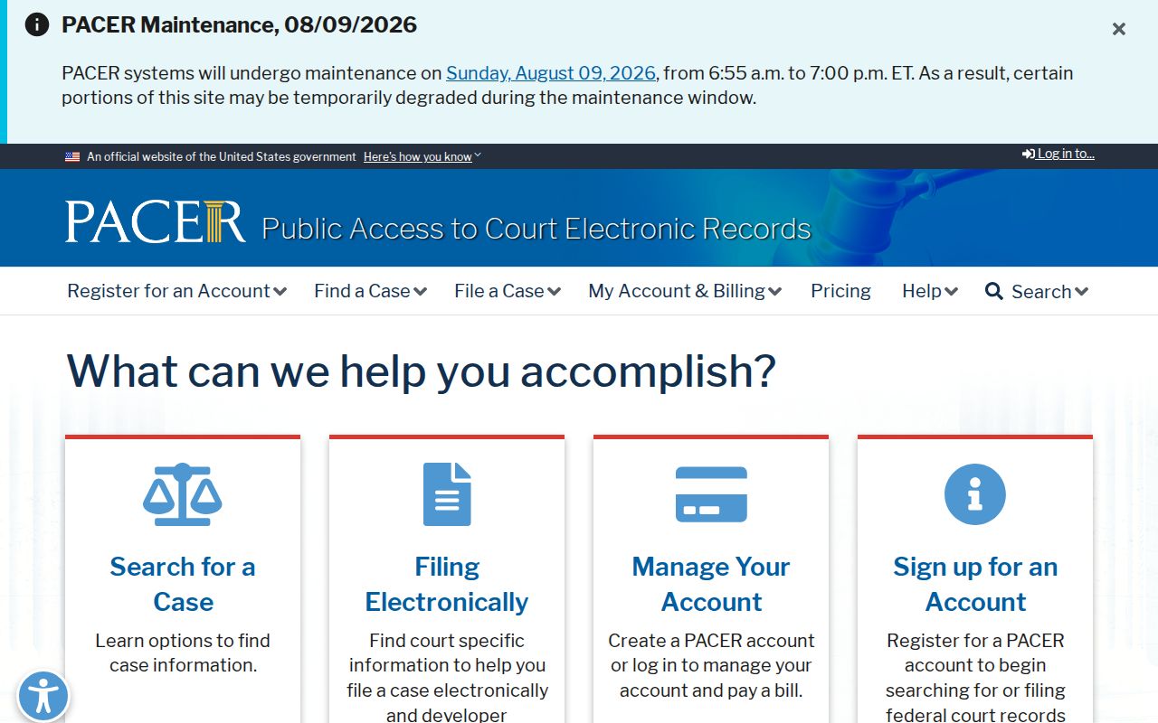 Federal PACER access for an Irion County criminal court record