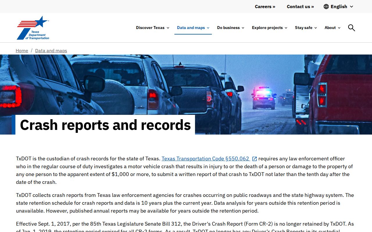 TxDOT crash record access related to Irion County criminal history research